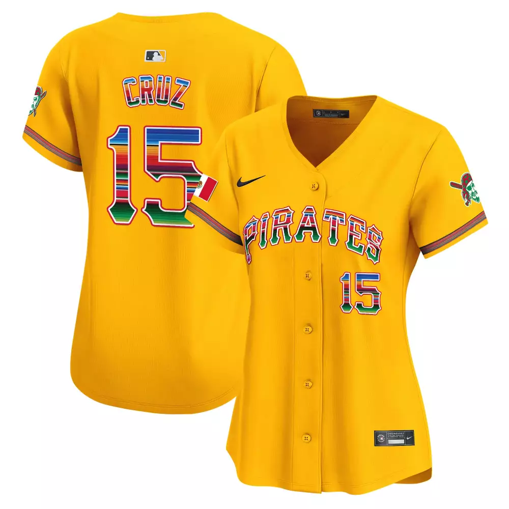 oneil cruz gold womens pittsburgh pirates 412 patch vapor premier limited jersey v4 all stitched