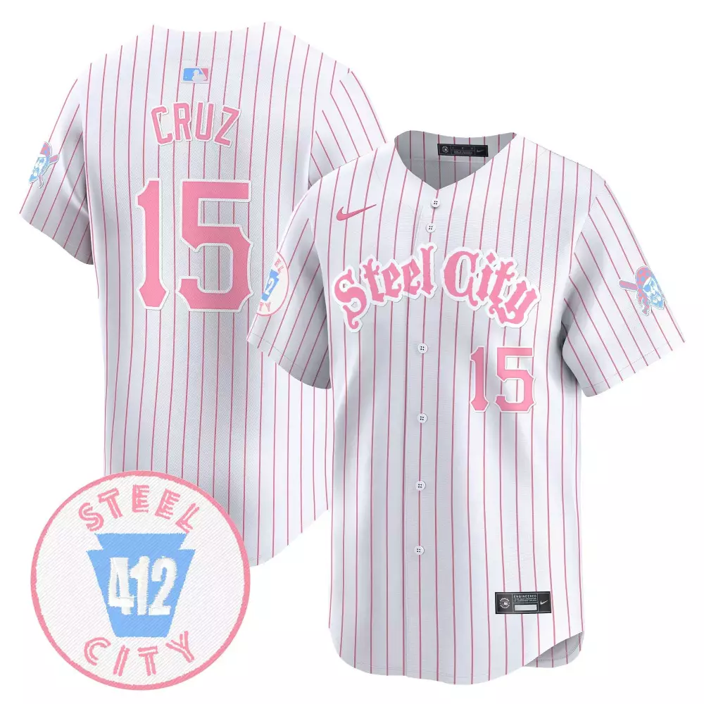oneil cruz pinstripe unisex pittsburgh pirates bubblegum pink vapor premier limited jersey v2 all stitched