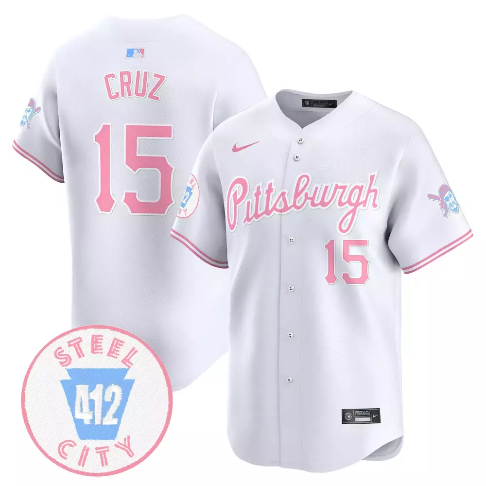 oneil cruz white unisex pittsburgh pirates bubblegum pink vapor premier limited jersey all stitched