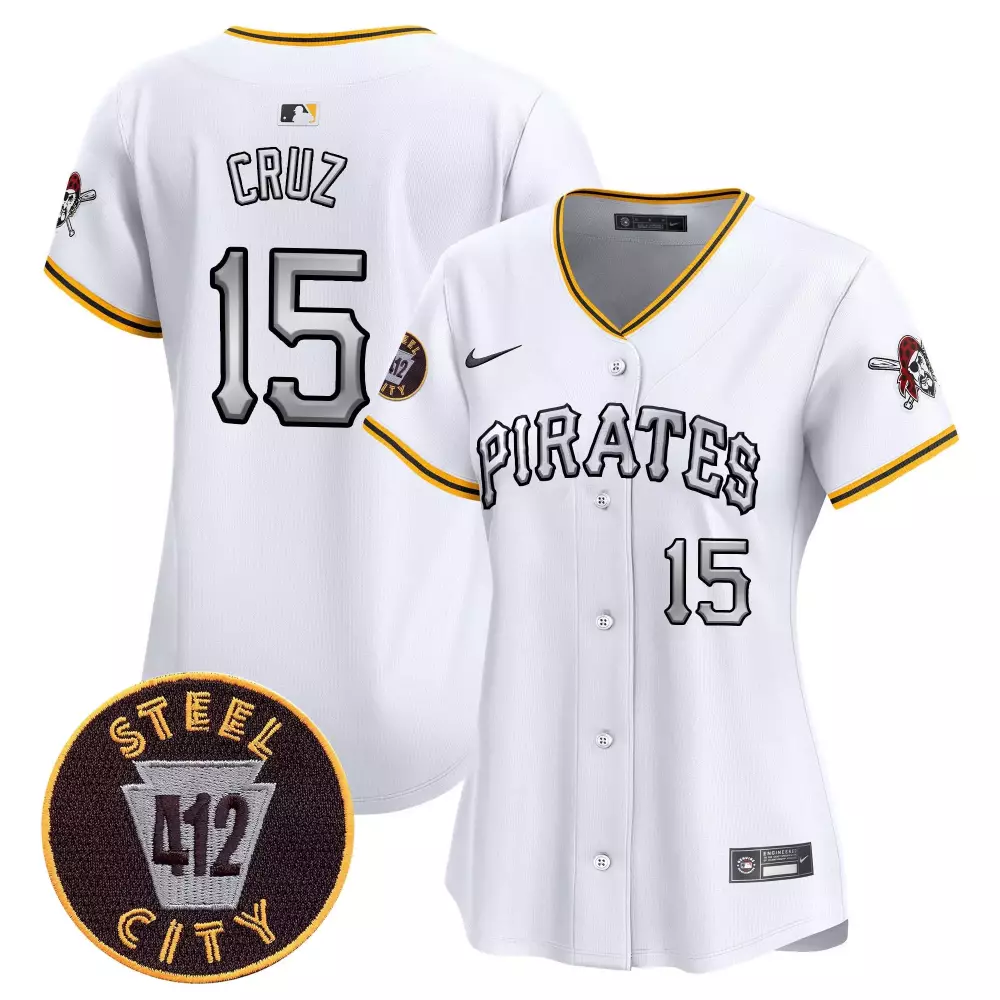oneil cruz white womens pittsburgh pirates 412 patch vapor premier limited jersey v5 all stitched