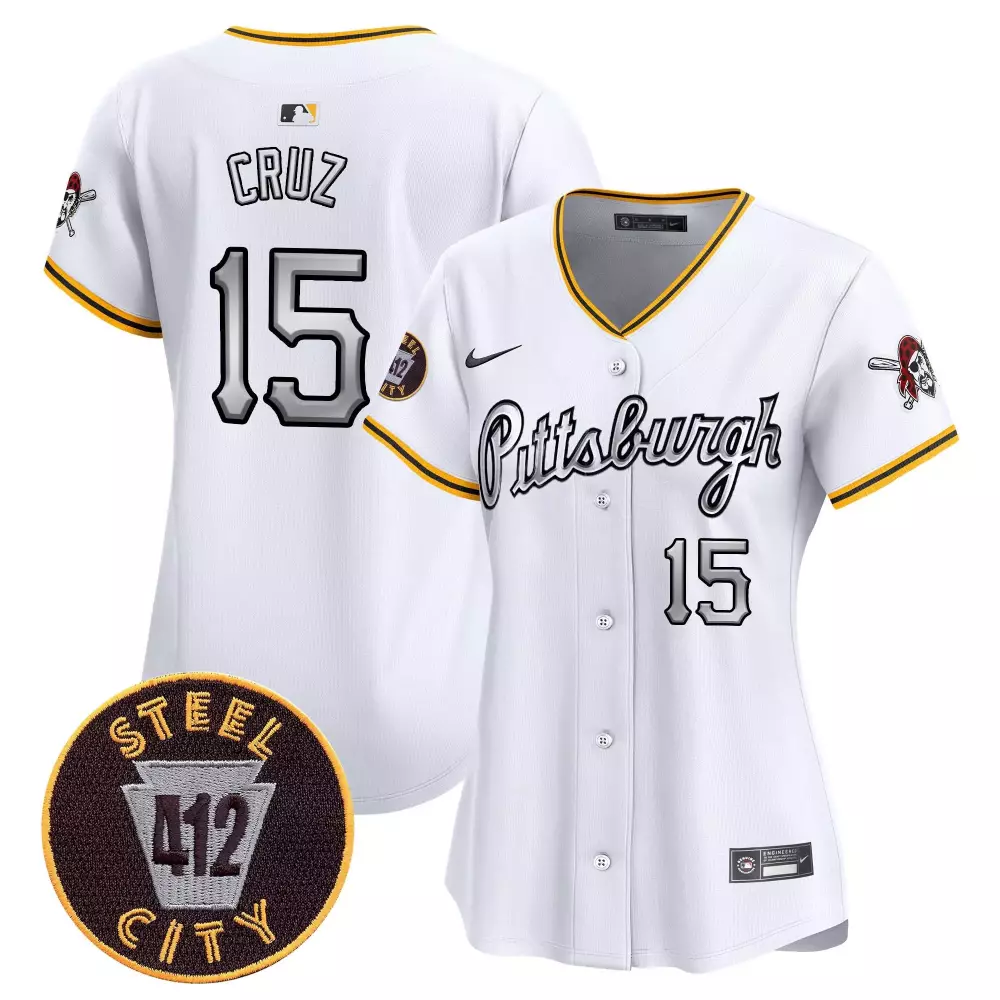 oneil cruz white womens pittsburgh pirates 412 patch vapor premier limited jersey v5 all stitched