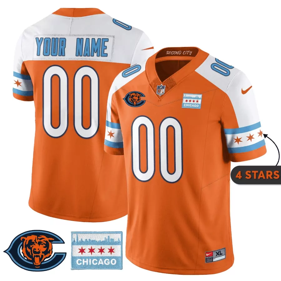 orange alternate men chicago bears city edition custom jersey chicago flag all stitched