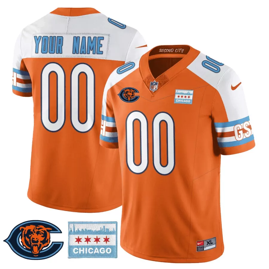 orange alternate men chicago bears city edition custom jersey chicago flag all stitched