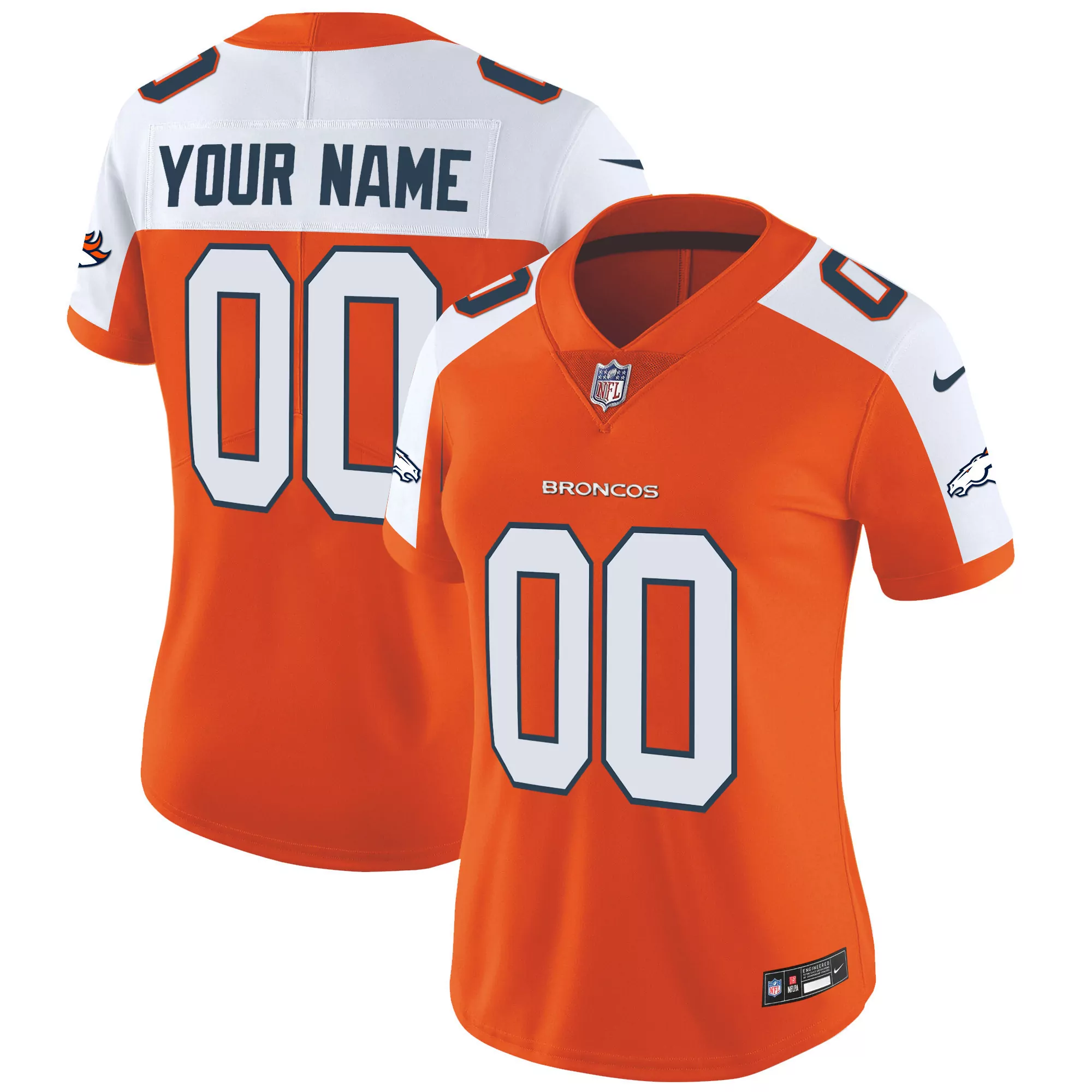 orange alternate women denver broncos 3time champions patch vapor limited custom jersey all stitched