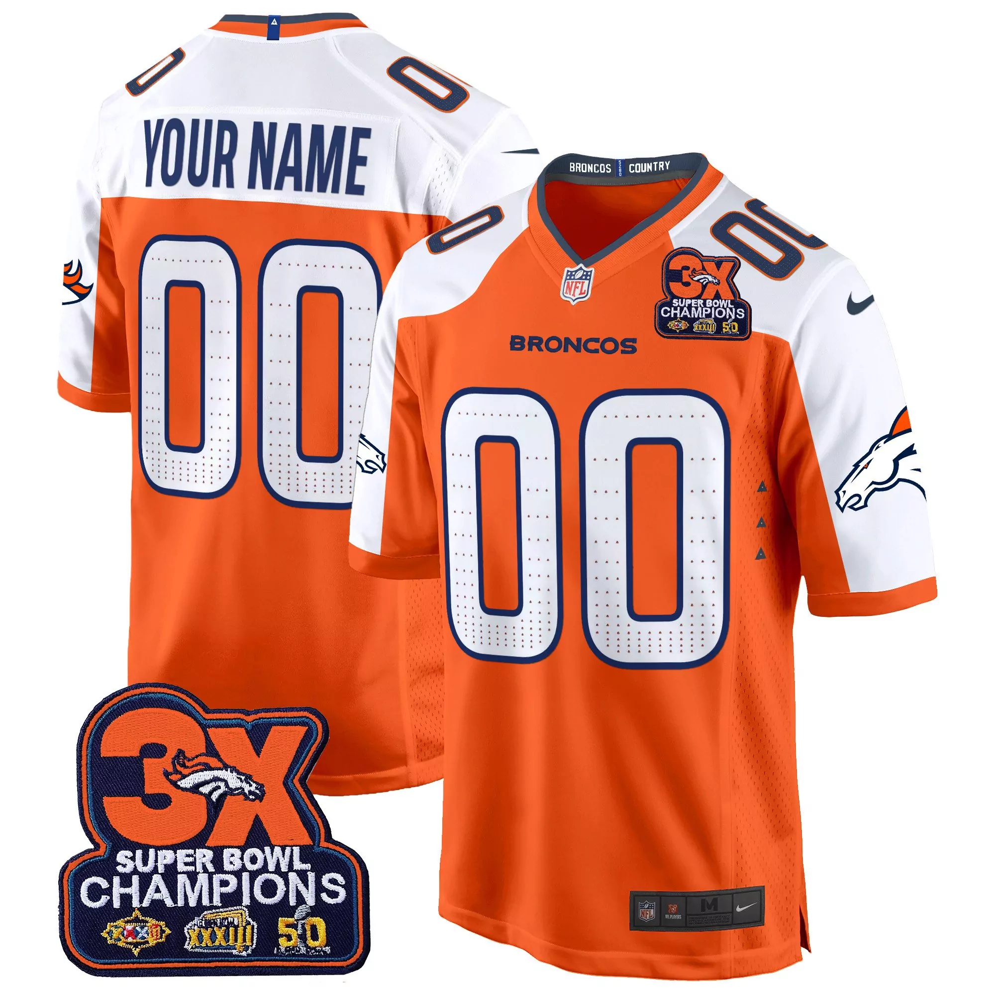 orange alternate women denver broncos 3time champions patch vapor limited custom jersey all stitched