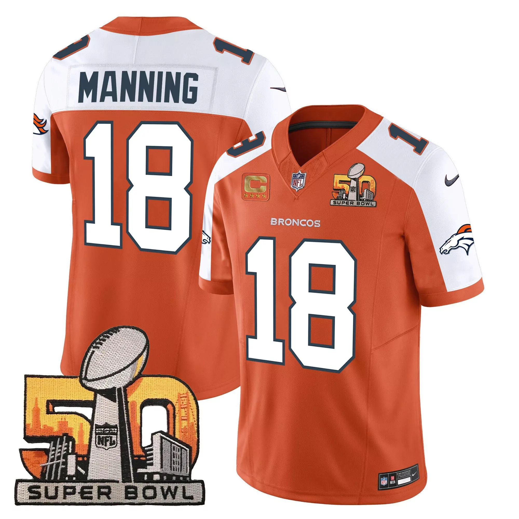 orange alternate youth denver broncos super bowl 50 patch vapor custom jersey all stitched