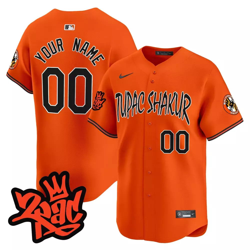 orange men baltimore orioles tupac shakur vapor premier limited custom jersey all stitched