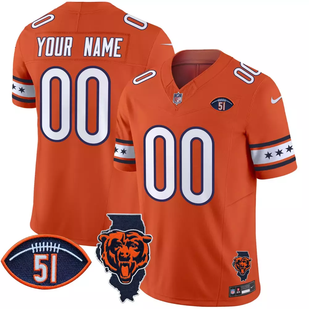 orange men chicago bears dick butkus patch gsh vapor custom jersey all stitched