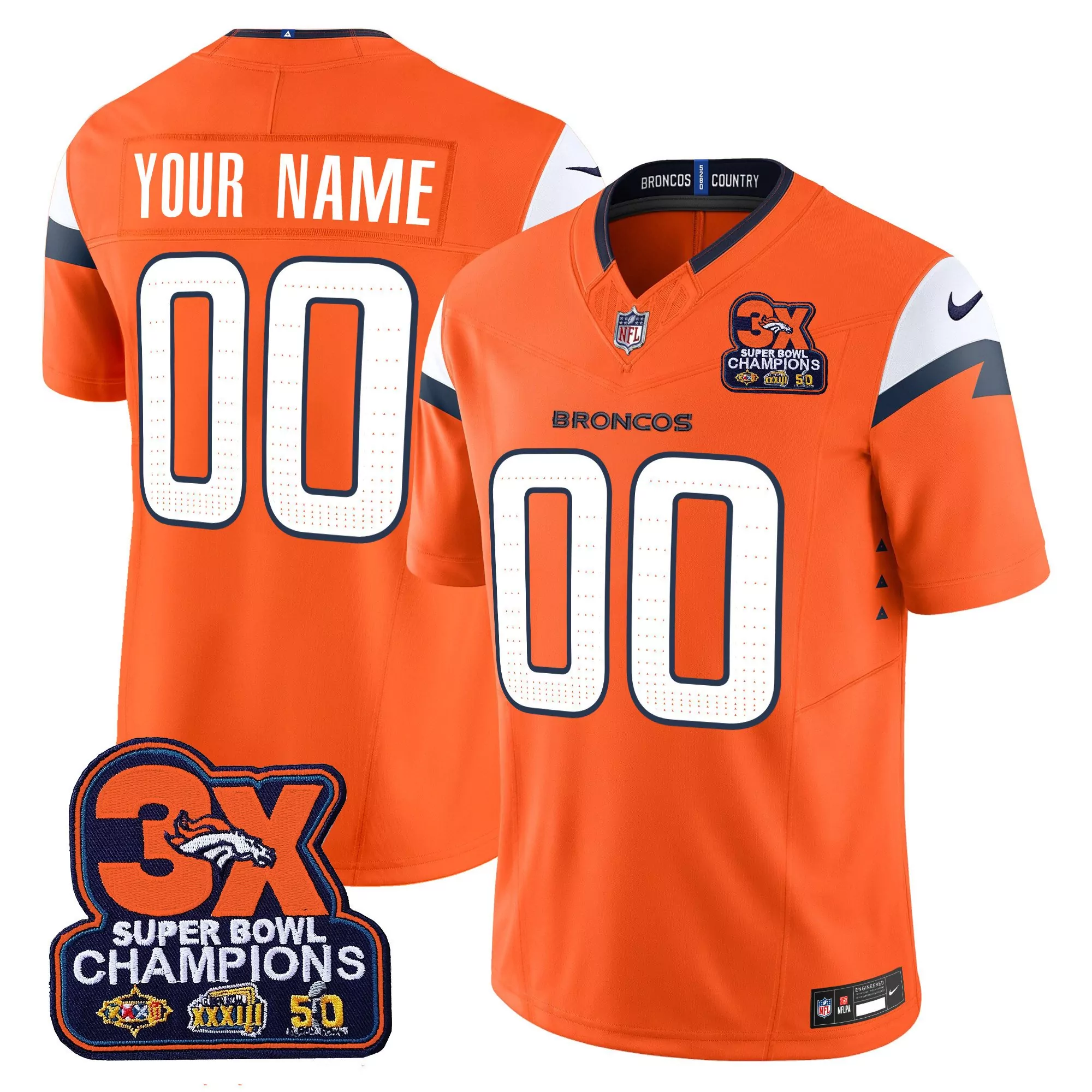 orange men denver broncos 2024 vapor limited custom jersey all stitched