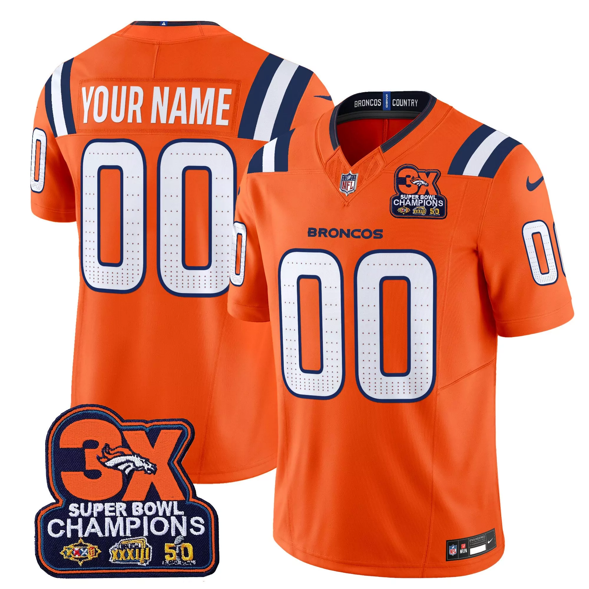 orange men denver broncos 2024 vapor limited custom jersey all stitched