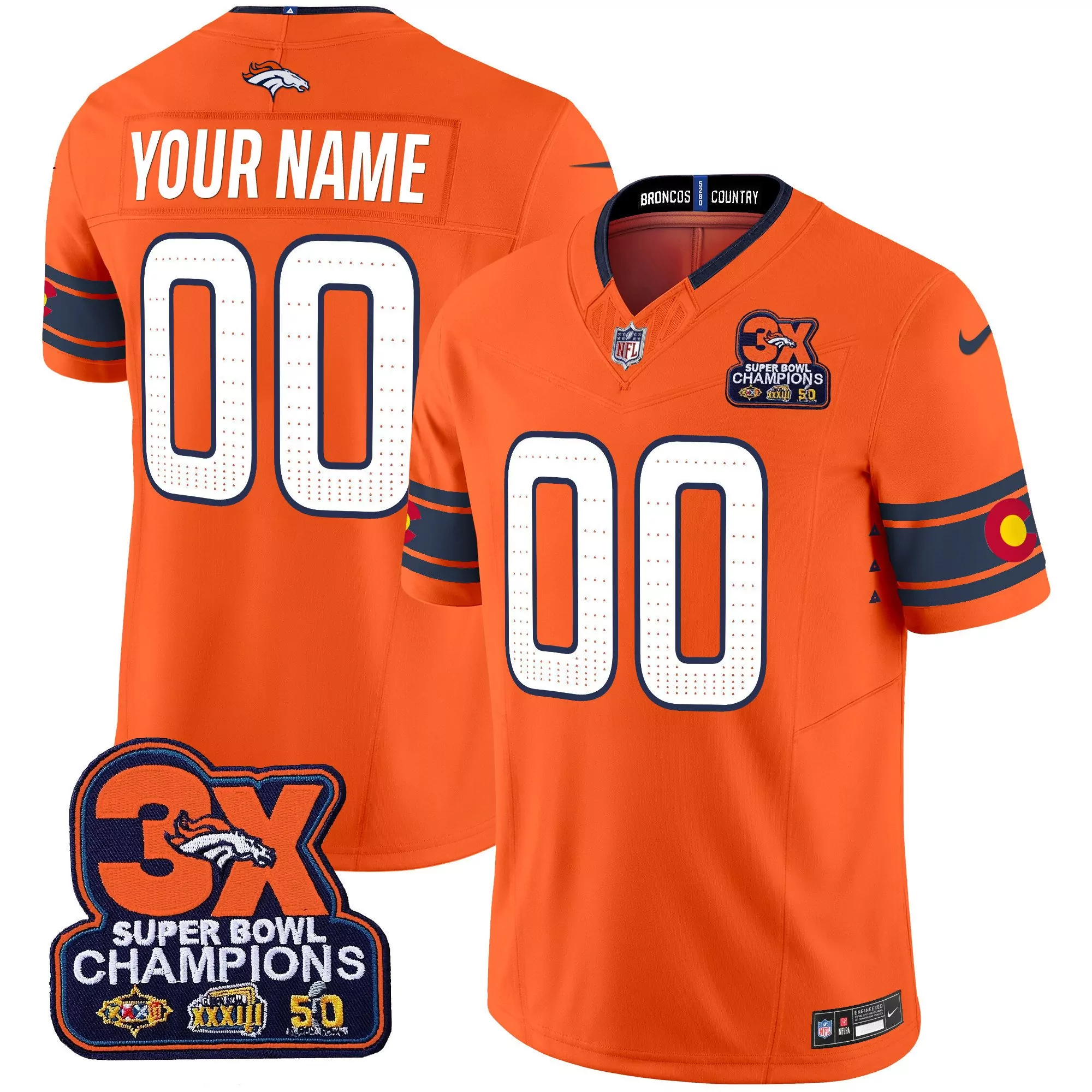 orange men denver broncos 2024 vapor limited custom jersey all stitched
