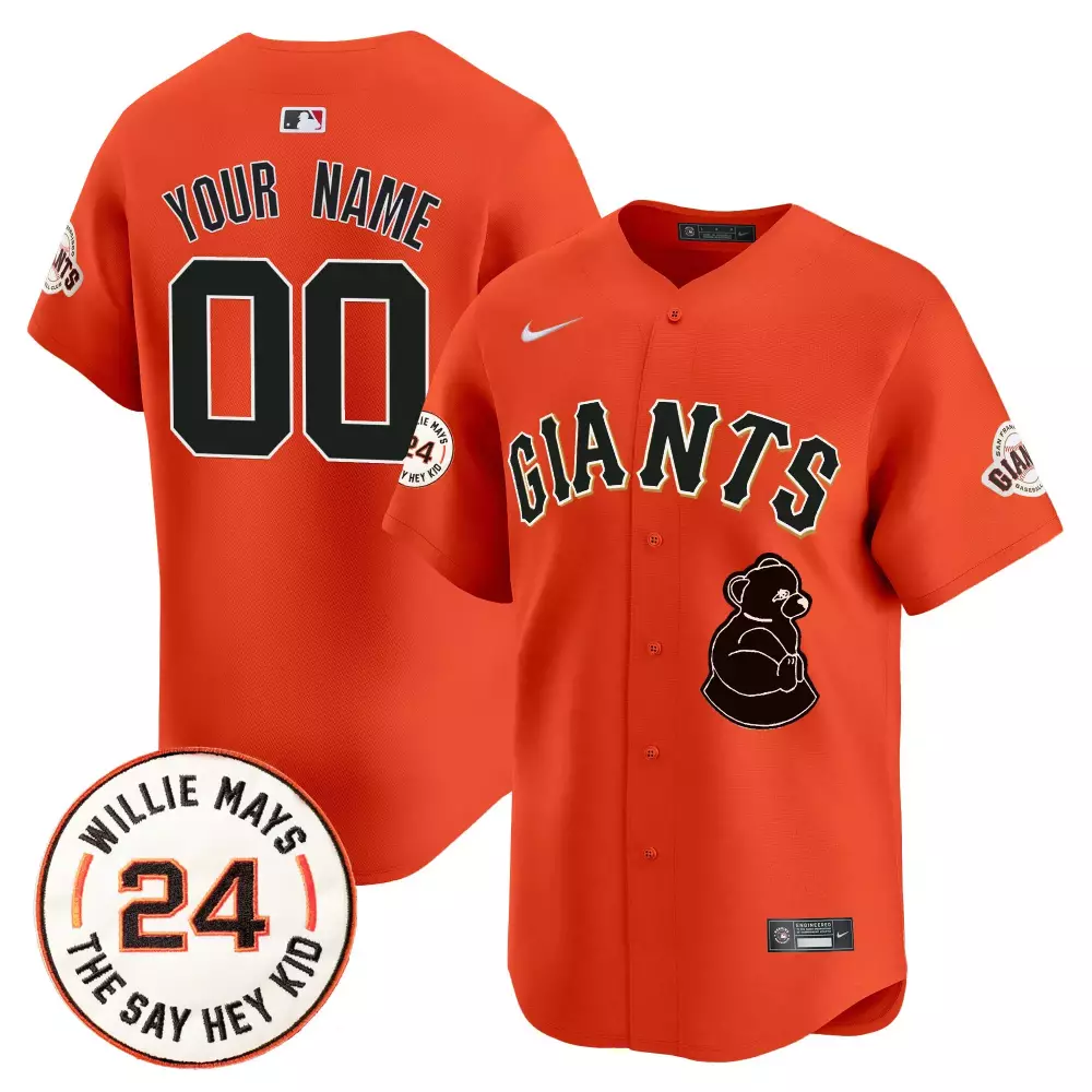 orange men san francisco giants 2024 willie mays patch vapor premier limited custom jersey all stitched