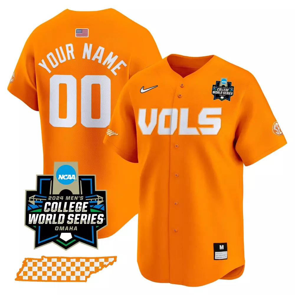 orange men tennessee volunteers 2024 college world series vapor premier limited custom jersey all stitched