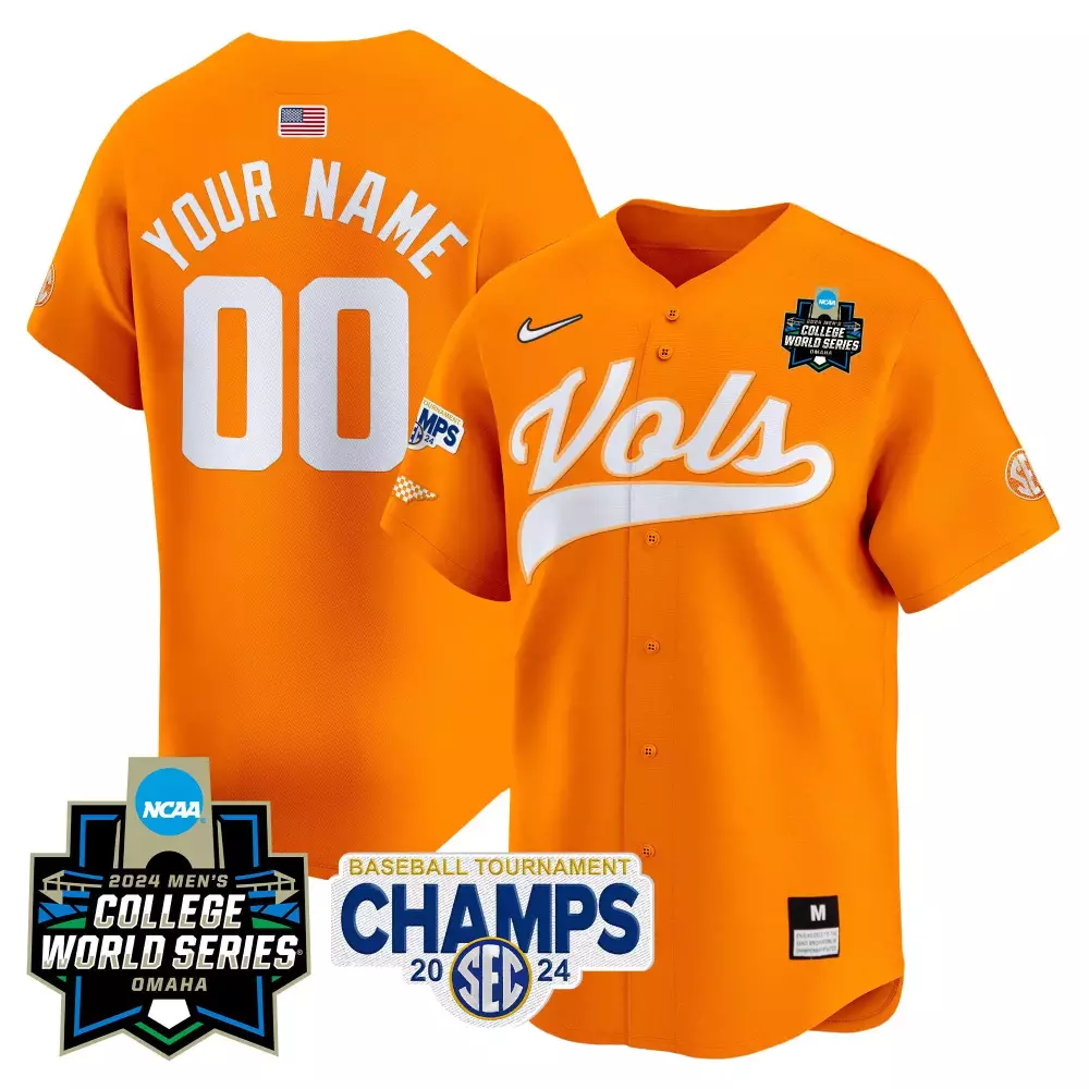 orange men tennessee volunteers 2024 college world series vapor premier limited custom jersey all stitched