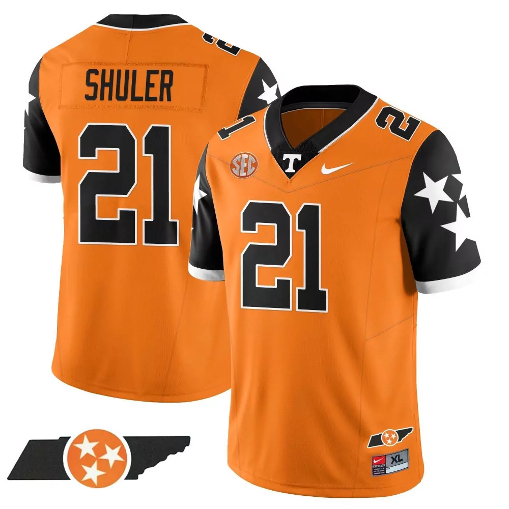 orange navy shuler mens tennessee volunteers 2023 alternate vapor limited jersey v4 all stitched