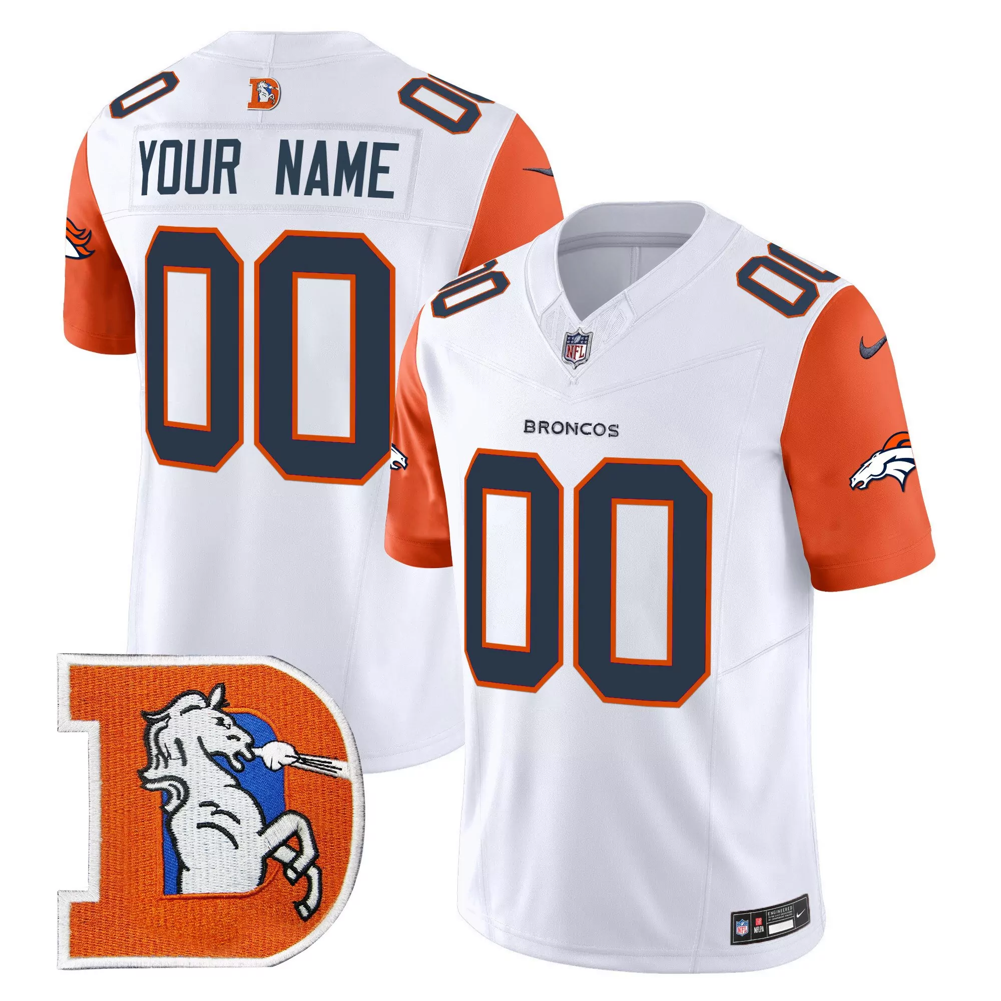 orange sleeves youth denver broncos throwback vapor limited custom jersey v2 all stitched