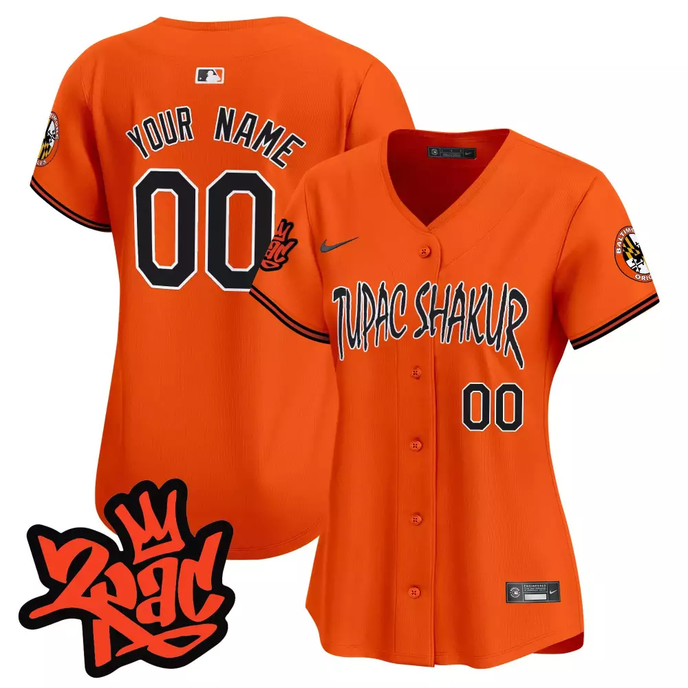 orange women baltimore orioles tupac shakur vapor premier limited custom jersey all stitched