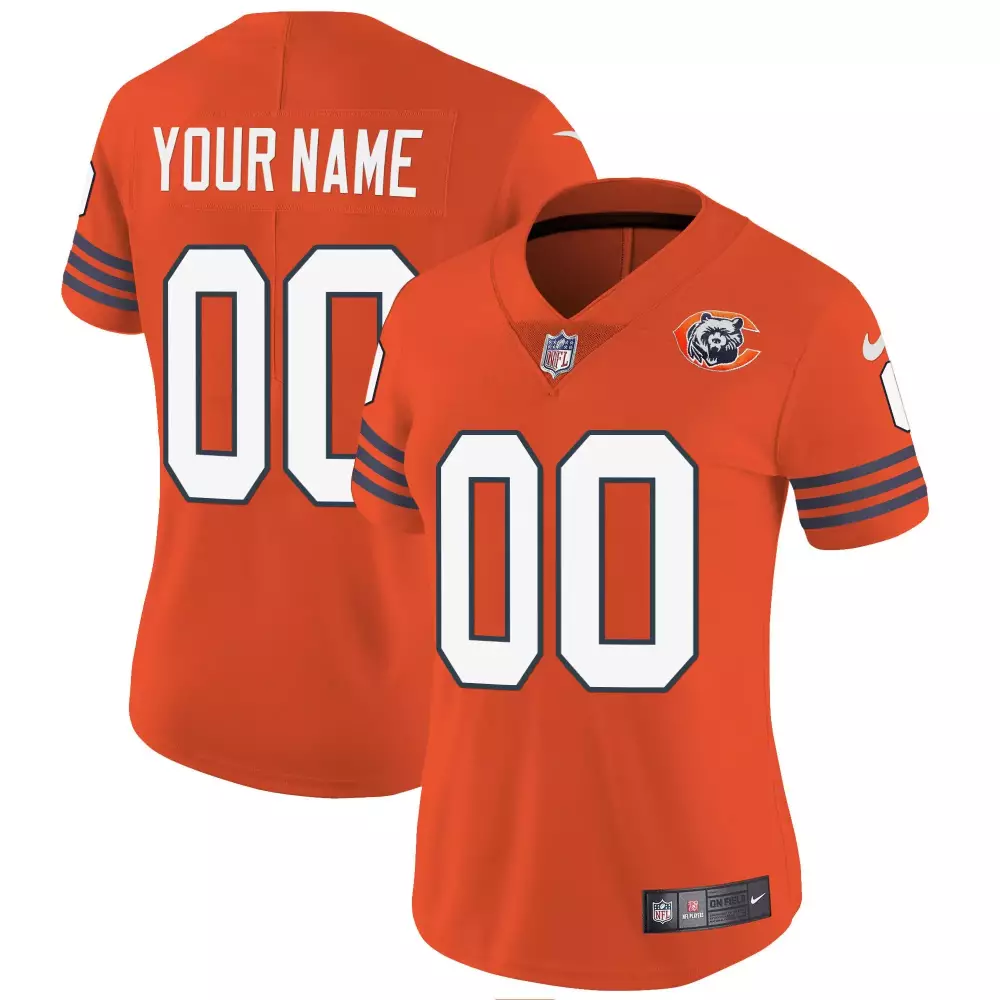 orange women chicago bears dick butkus patch throwback vapor limited custom jersey all stitched