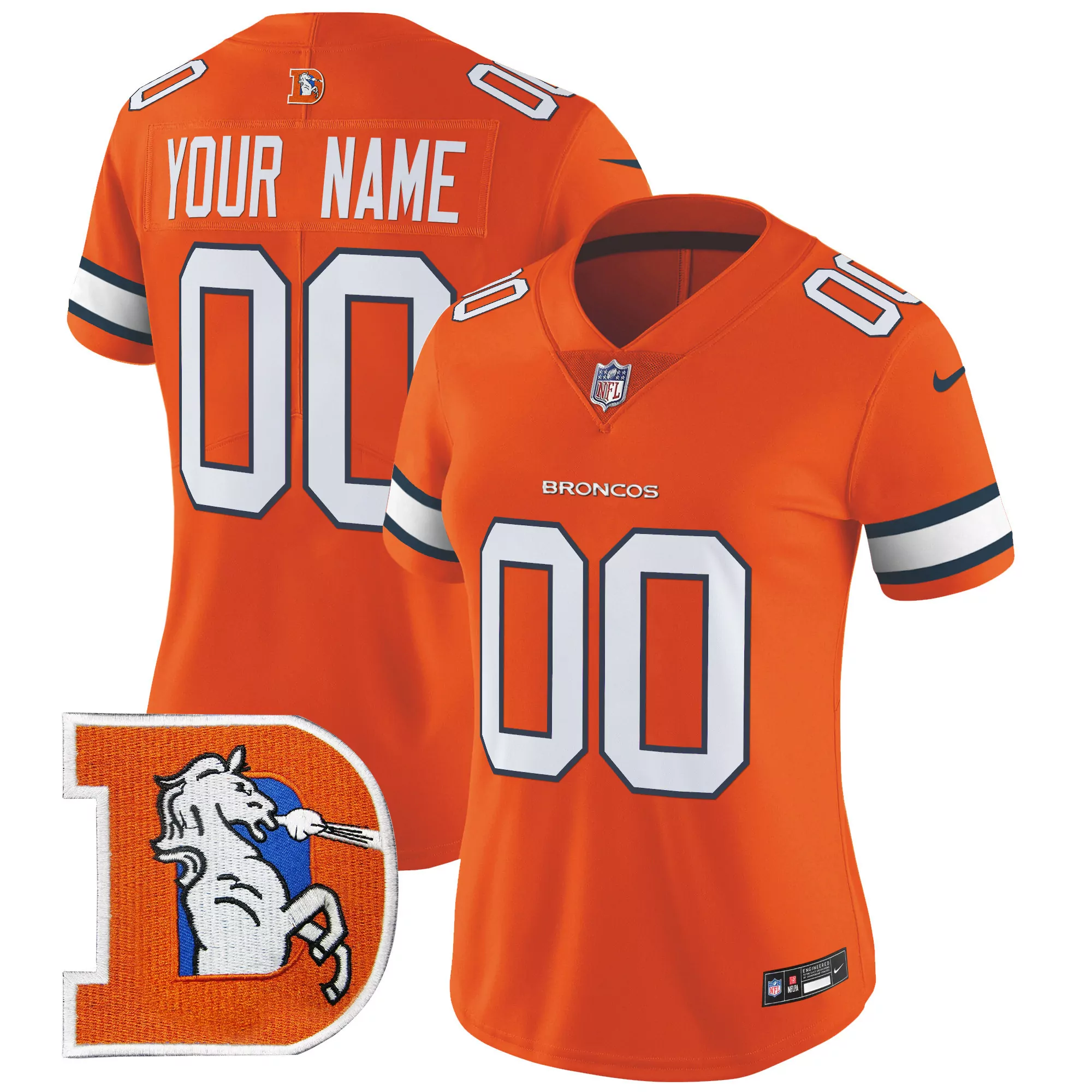orange women denver broncos throwback vapor limited custom jersey v2 all stitched