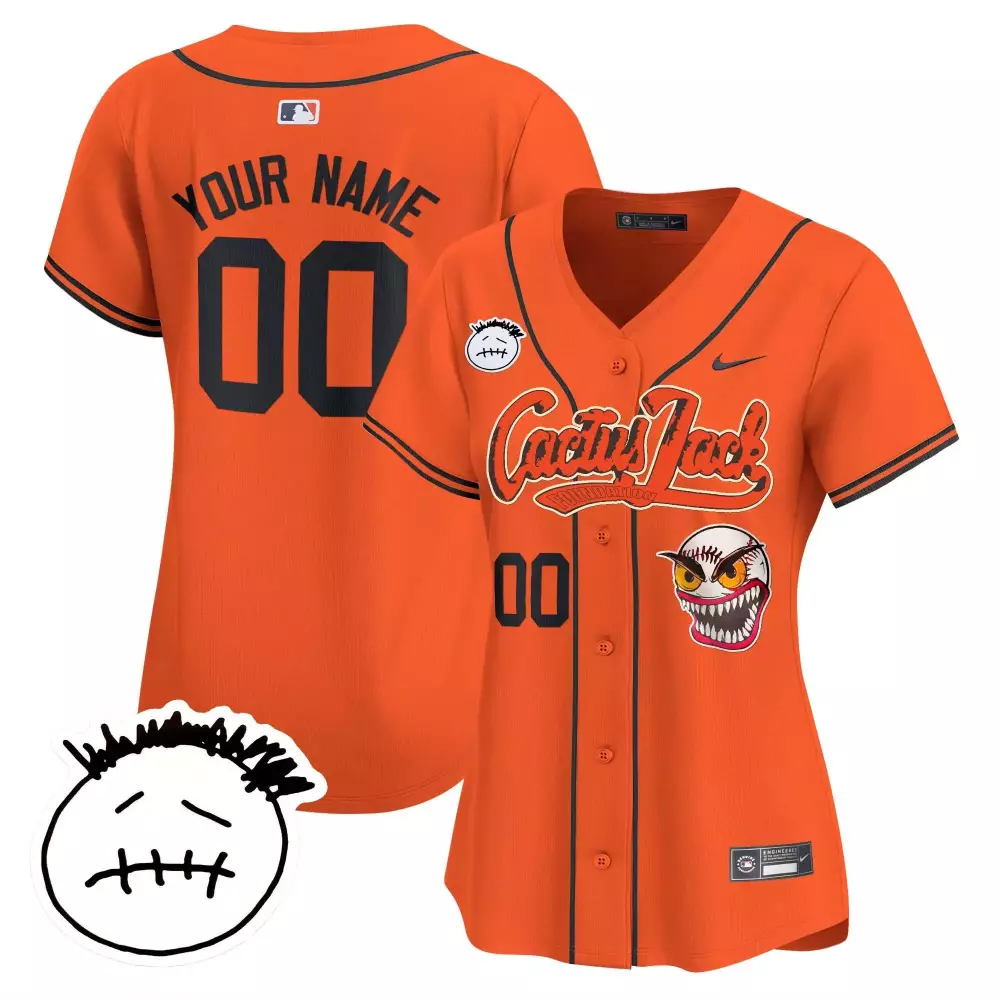 Houston Astros Cactus Jack Patch Vapor Premier Limited Custom Jersey V3 | Orange | All Stitched Fan Gear for Women