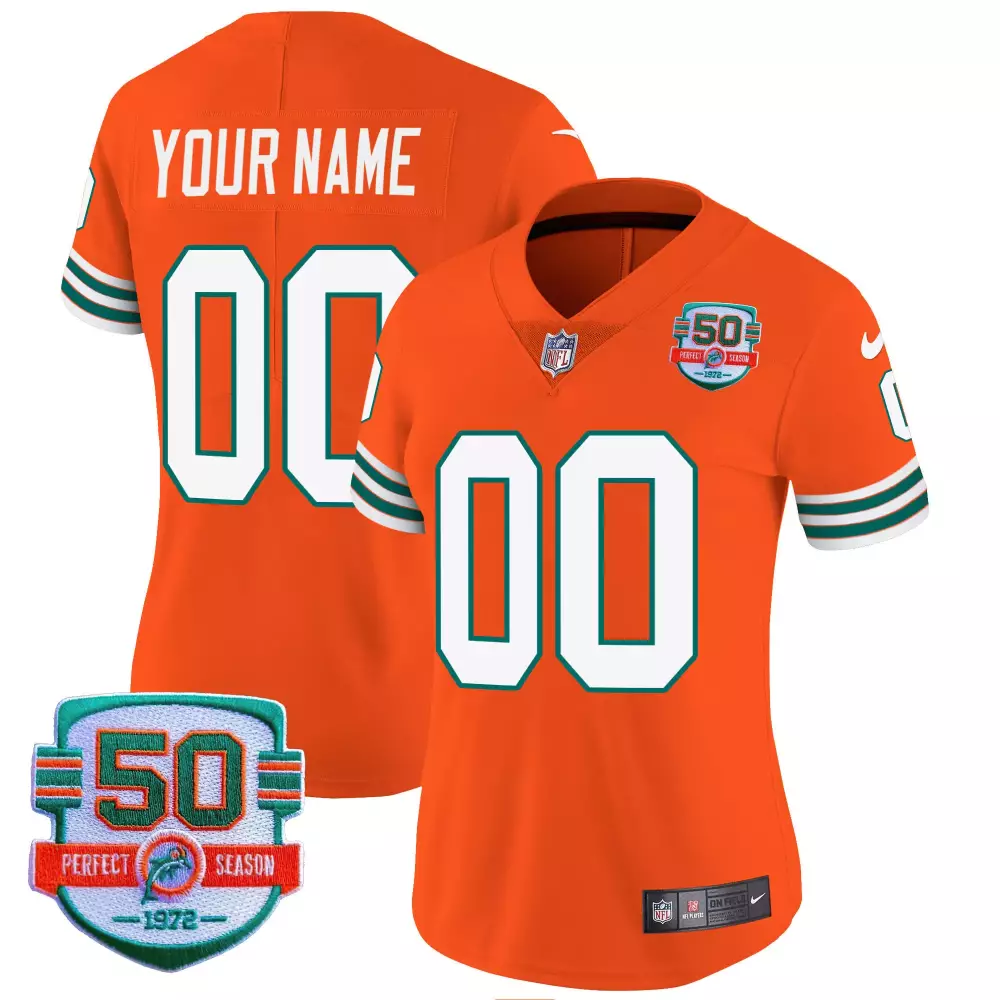 Miami Dolphins Throwback Custom Jersey | Orange Vapor Stitched | Limited Edition Fan Gear | For Women