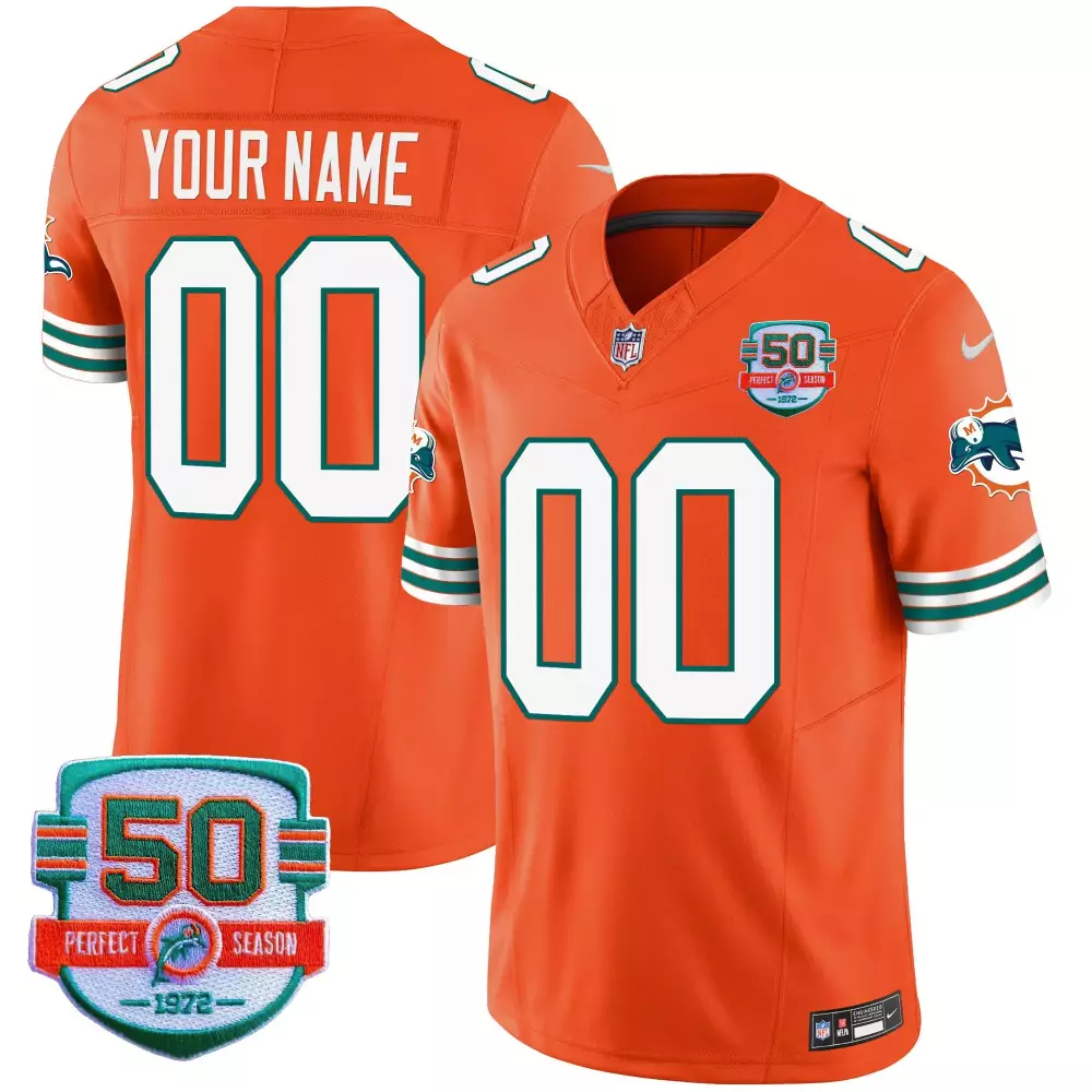 orange women miami dolphins throwback vapor custom jersey v2 all stitched