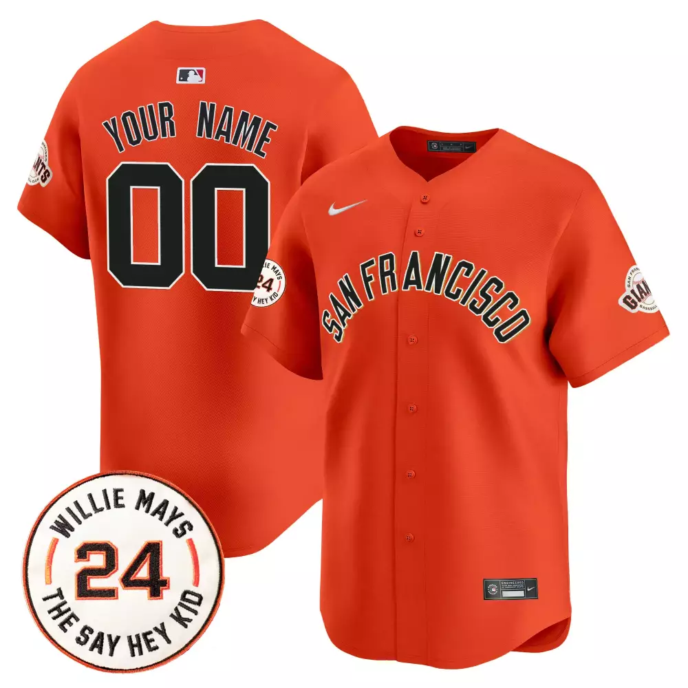 orange women san francisco giants 2024 willie mays patch vapor premier limited custom jersey v4 all stitched
