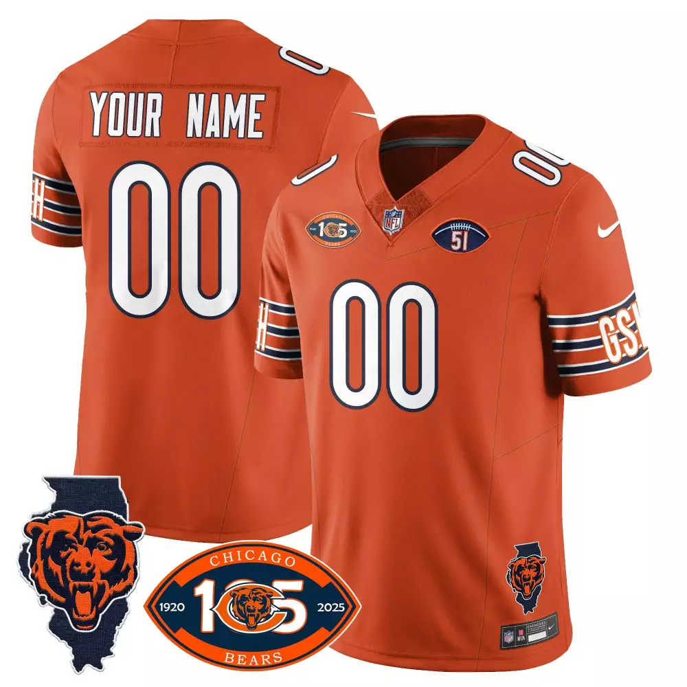 orange youth chicago bears 19202025 the chicago bears vapor limited custom jersey all stitched