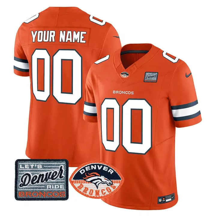orange youth denver broncos 3time champions patch vapor limited custom jersey v2 all stitched
