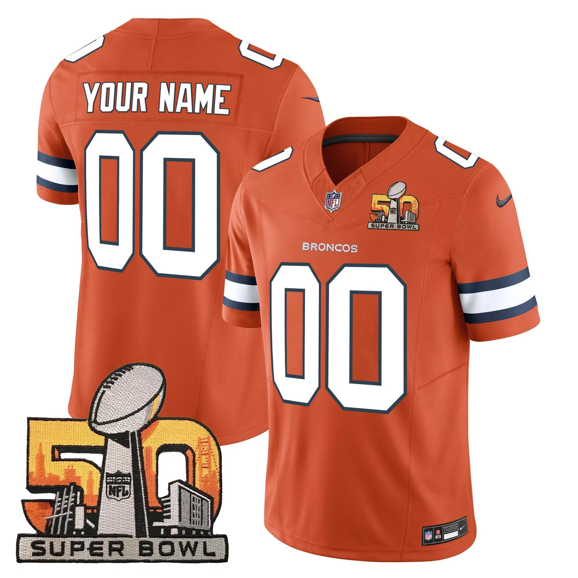 orange youth denver broncos 3time champions patch vapor limited custom jersey v2 all stitched