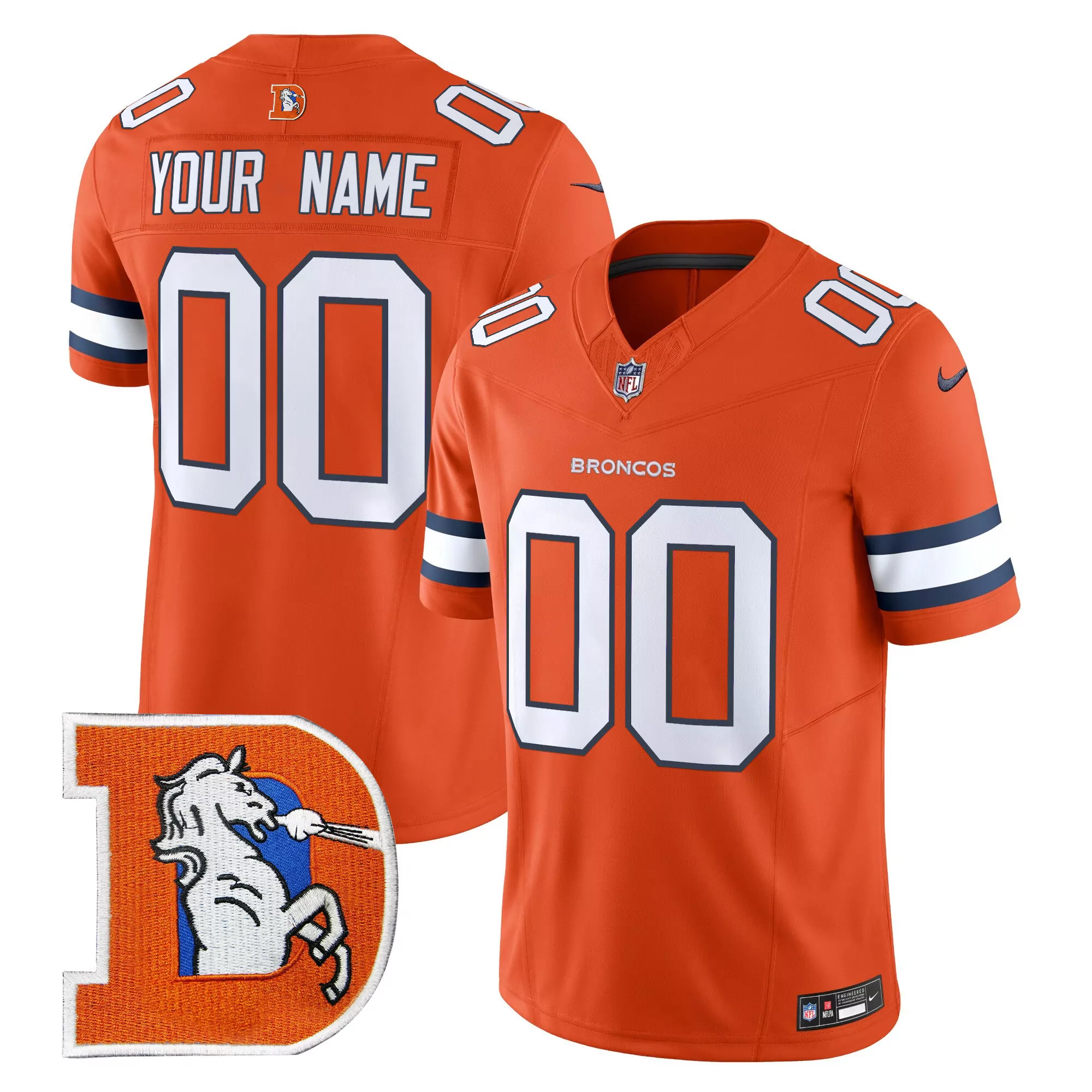 orange youth denver broncos 3time champions patch vapor limited custom jersey v2 all stitched