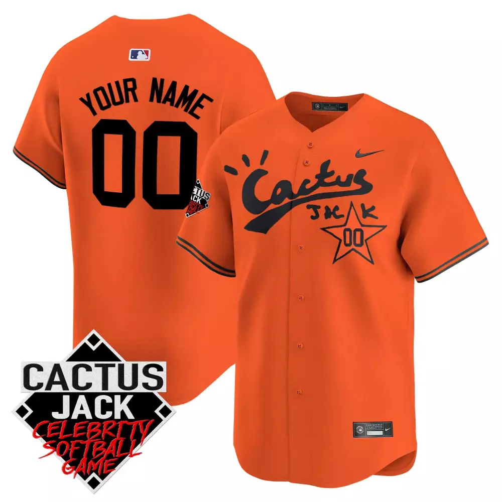 Houston Astros Cactus Jack Celebrity Softball Game Patch Vapor Premier Limited Custom Jersey V2 | Black Stitched Style | Fan Gear for Women