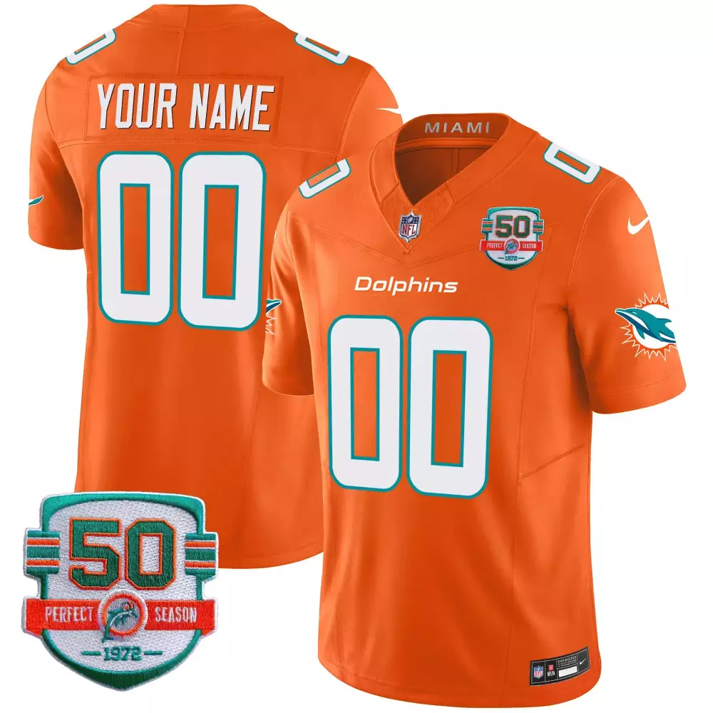 orange women miami dolphins throwback vapor custom jersey v2 all stitched