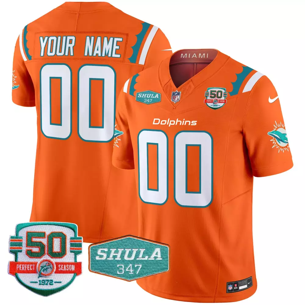 orange women miami dolphins throwback vapor custom jersey v2 all stitched