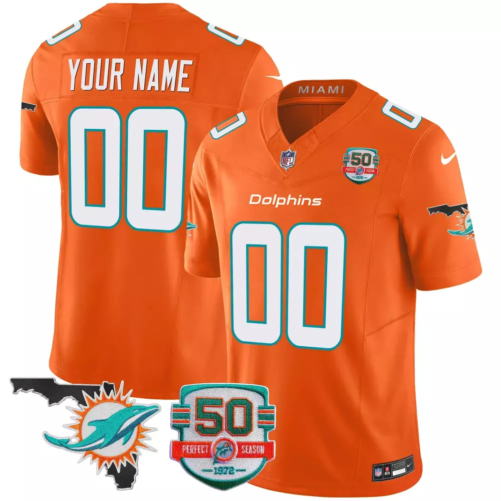 orange women miami dolphins throwback vapor custom jersey v2 all stitched