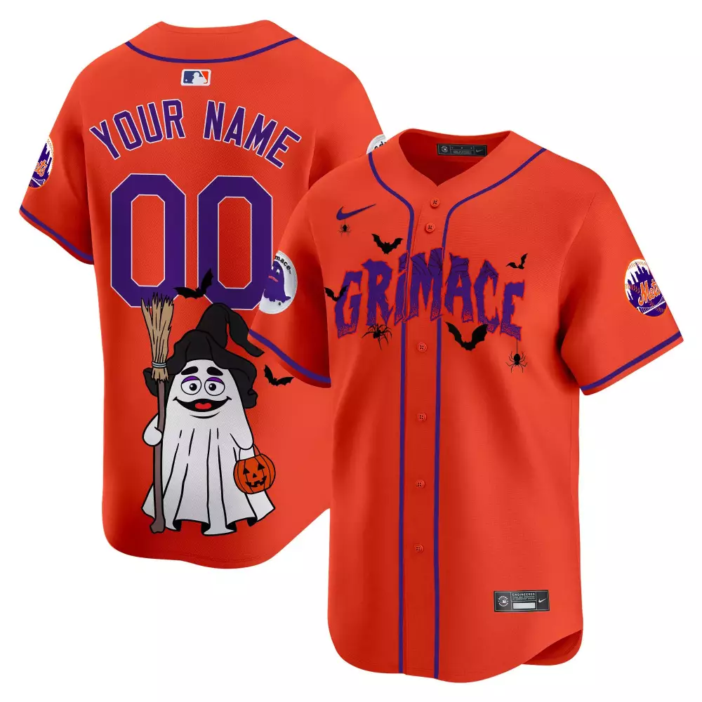 orange men new york mets grimace halloween vapor premier limited custom jersey v2 printed
