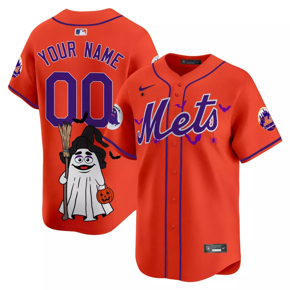 orange men new york mets grimace halloween vapor premier limited custom jersey v2 printed