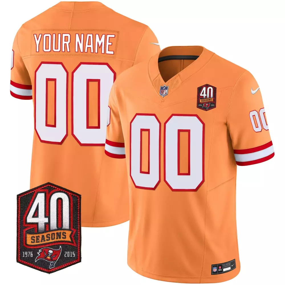 orange youth tampa bay buccaneers 40th season patch vapor limited custom jersey all stitched
