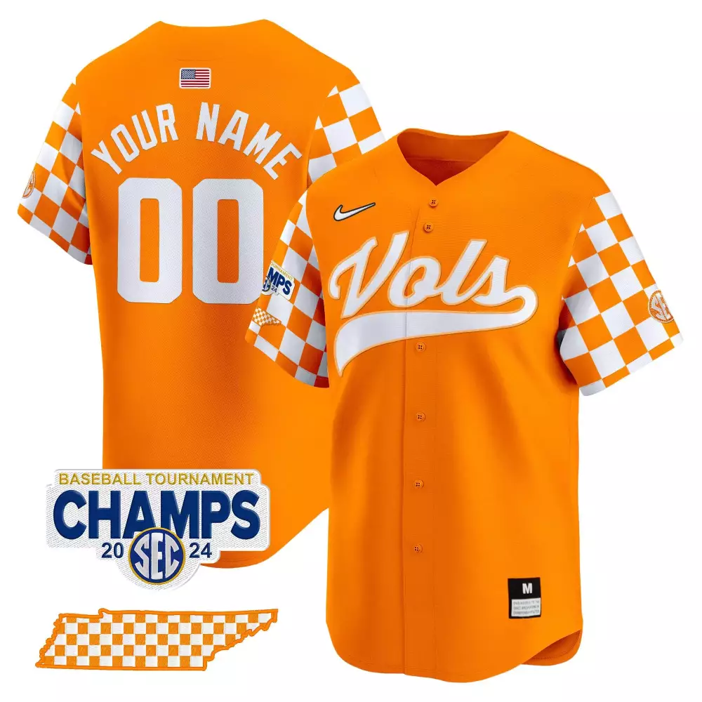 orange youth tennessee volunteers checkerboard 2024 champions vapor premier limited custom jersey all stitched