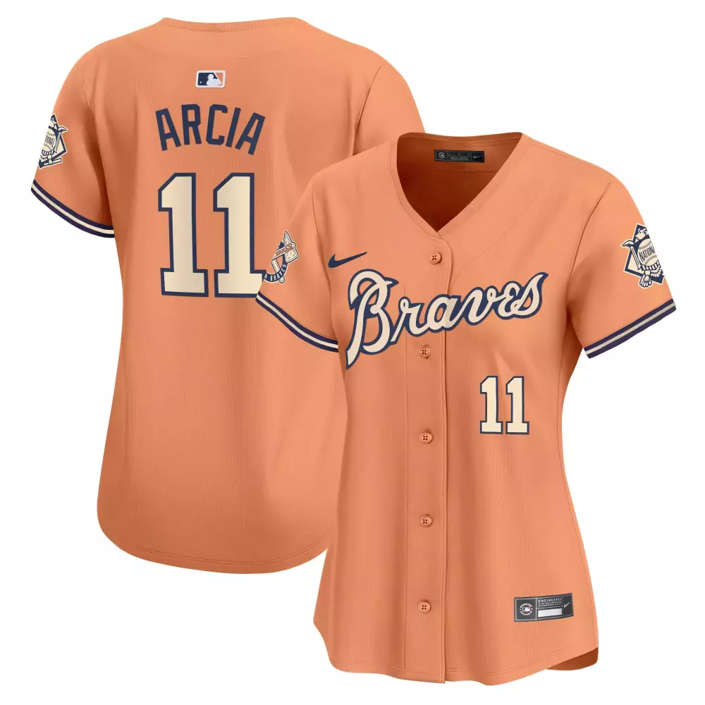 Orlando Arcia Atlanta Braves Peaches N Cream Vapor Premier Limited Jersey | Women's All Stitched | Fan Gear for Men, Women & Youth