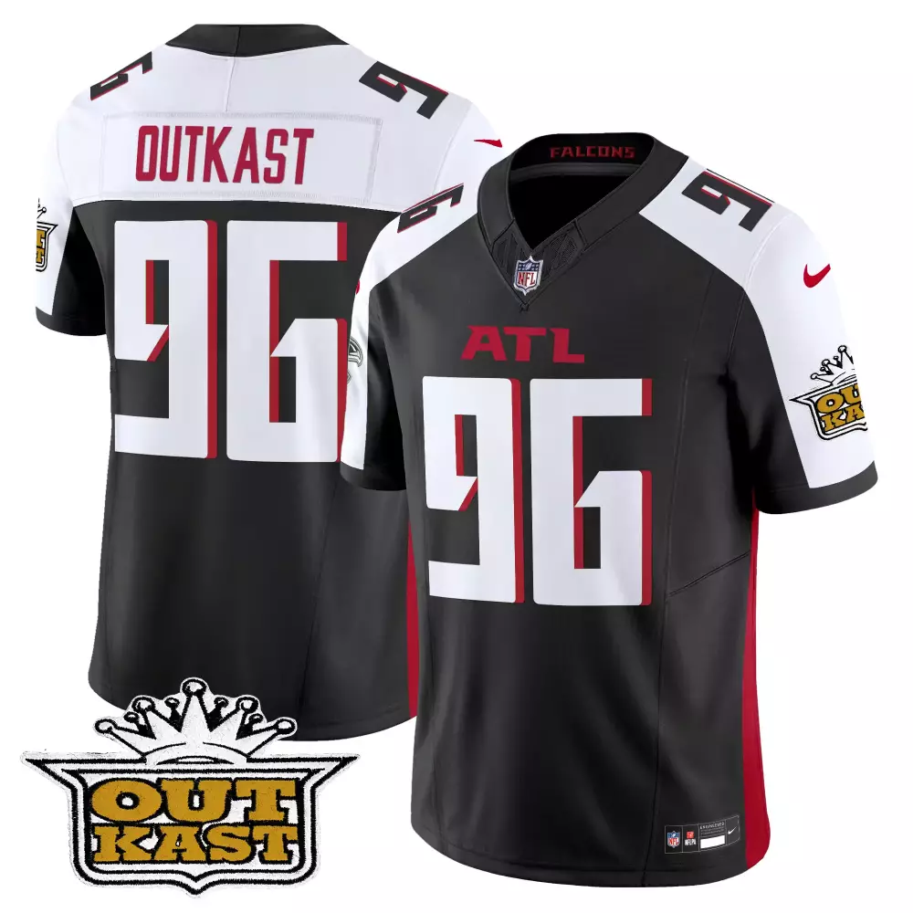 outkast black alternate mens outkast x atlanta falcons 2024 vapor limited jersey all stitched