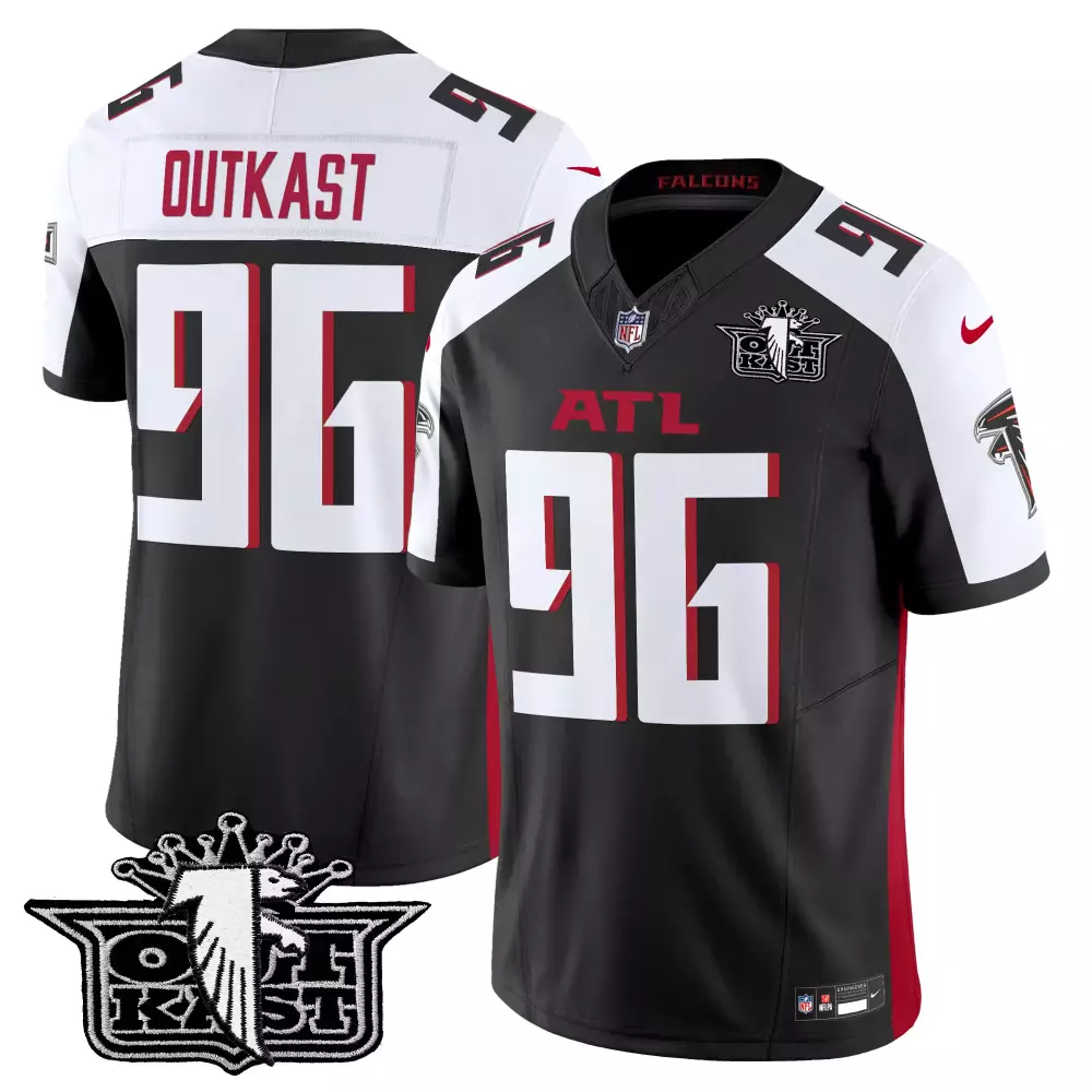 outkast black alternate mens outkast x atlanta falcons 2024 vapor limited jersey all stitched