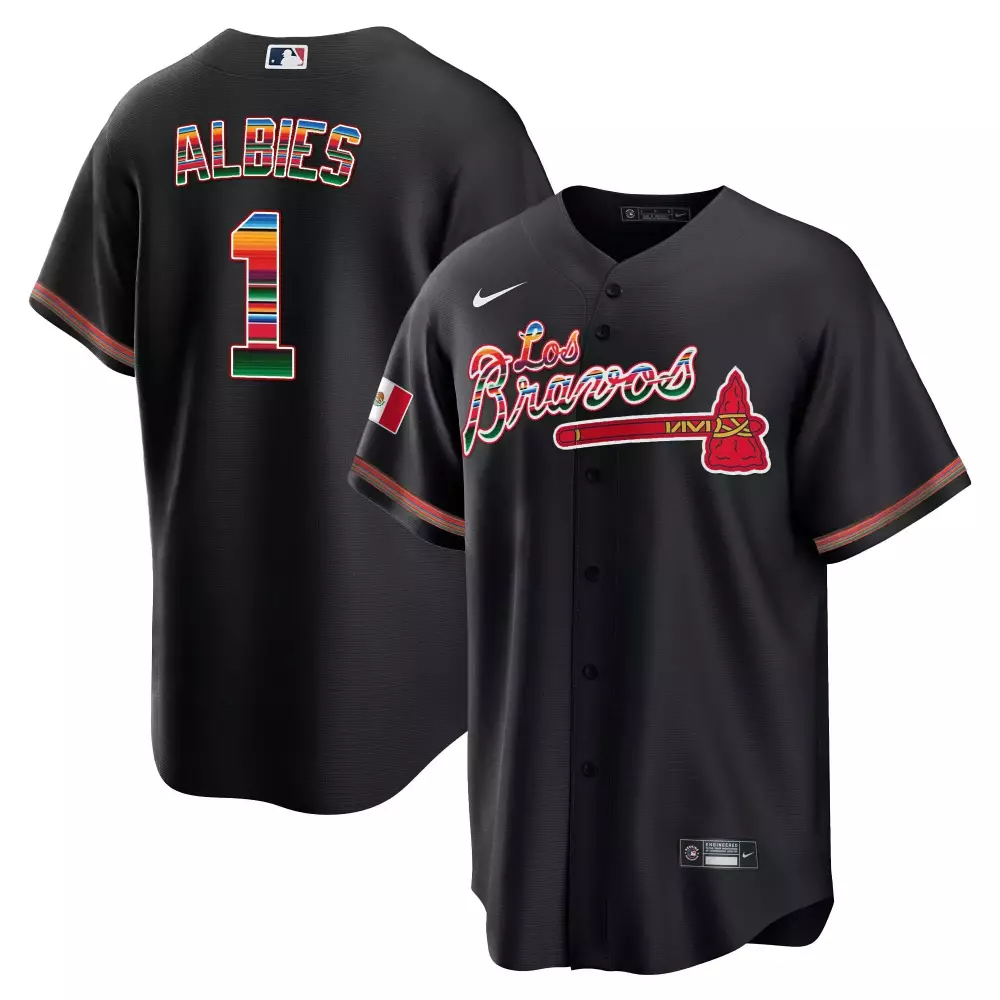 Ozzie Albies Atlanta Braves 2025 Black Limited Edition Atliens The A Flex Base Jersey | All Stitched | Fan Gear for Men, Women & Youth