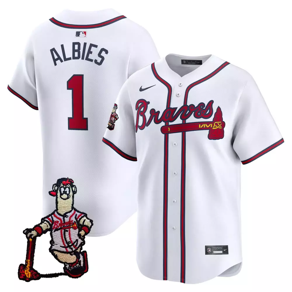ozzie albies white mens atlanta braves blooper patch vapor premier limited jersey all stitched