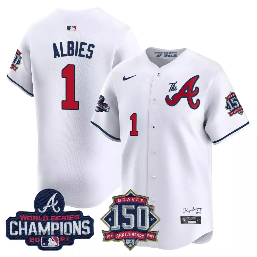 ozzie albies white mens atlanta braves blooper patch vapor premier limited jersey all stitched