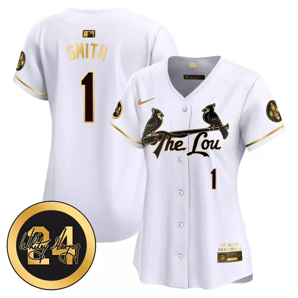 Ozzie Smith Women's White Gold Jersey | 2024 City Connect with Whitey Herzog Patch | Vapor Premier Limited Edition | For Men, Women & Youth
