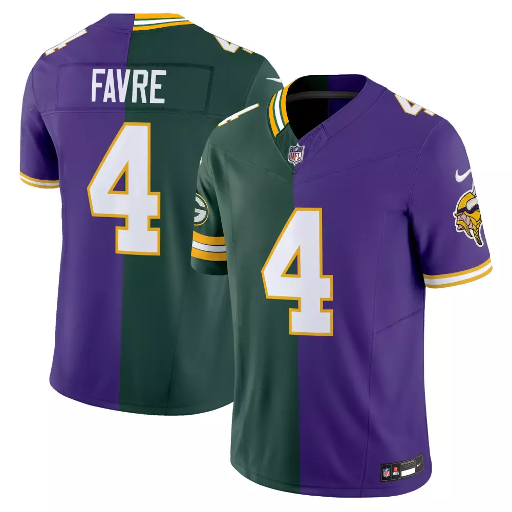 packers vikings youth brett favre minnesota vikings split vapor limited jersey all stitched