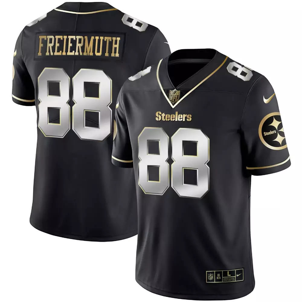 Pat Freiermuth Black Limited Youth Pittsburgh Steelers Gold Split Jersey | Stitched Fan Gear | For Men, Women & Youth