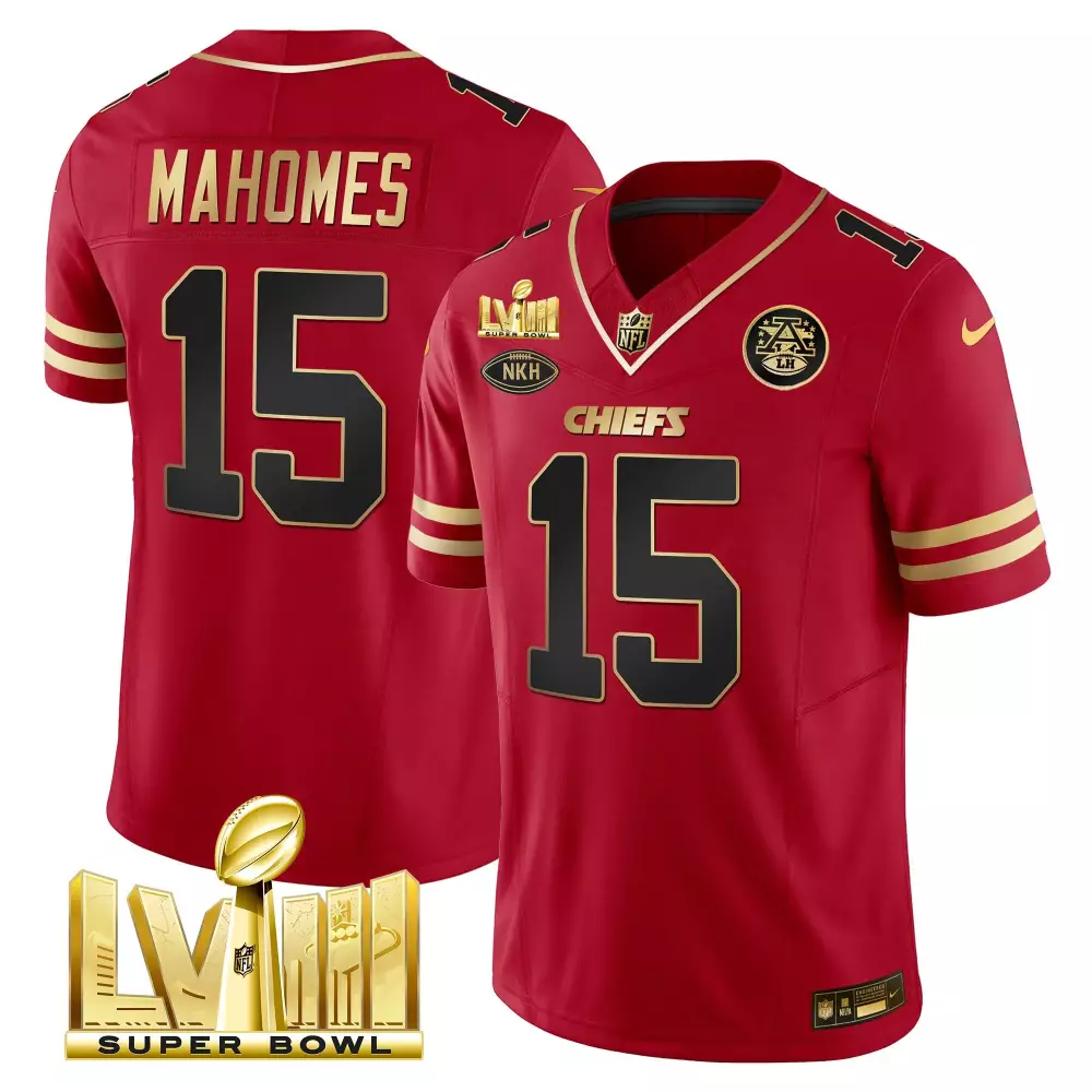 patrick mahomes black red mens kansas city chiefs super bowl lviii back 2 back patch vapor jersey v3 all stitched