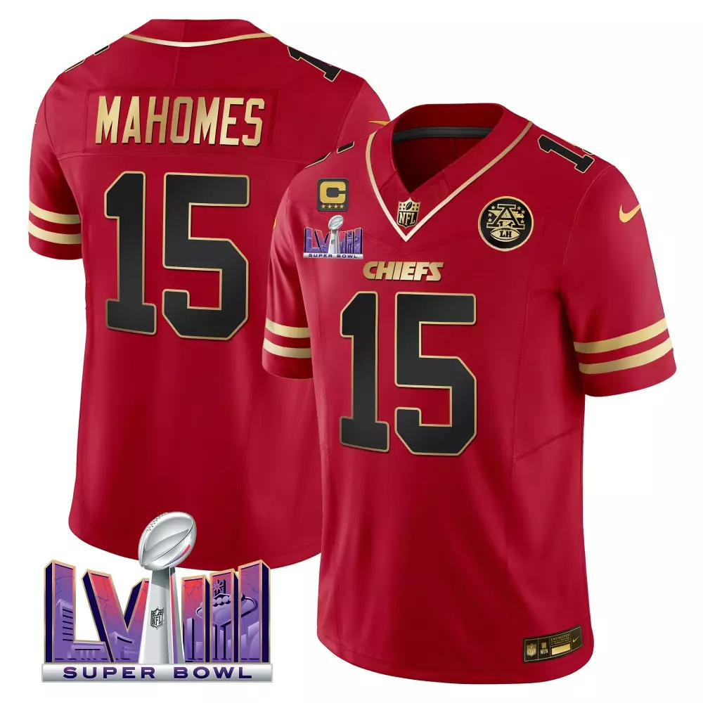 patrick mahomes black red mens kansas city chiefs super bowl lviii back 2 back patch vapor jersey v3 all stitched